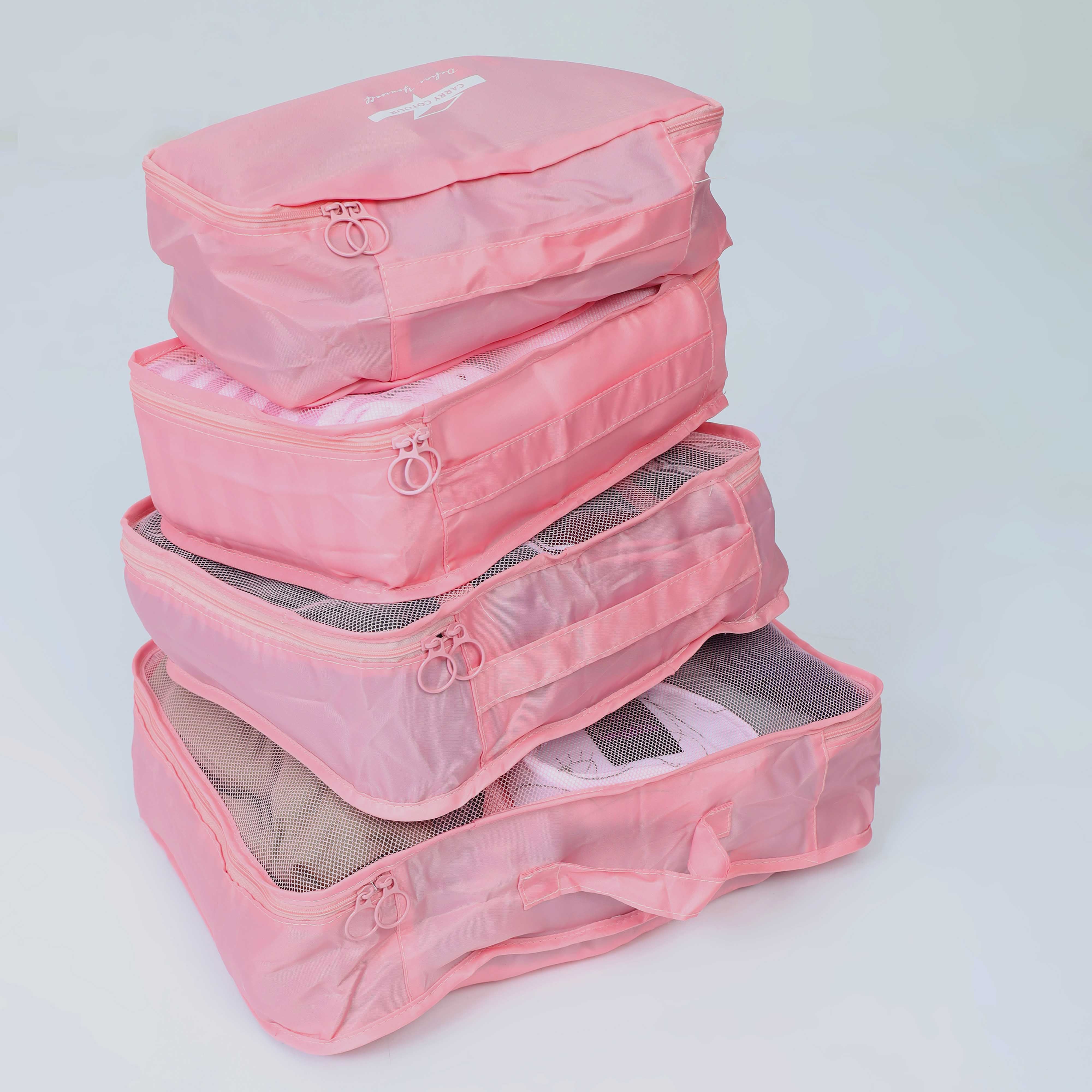 Pink Clothes Storage Bags Zipper