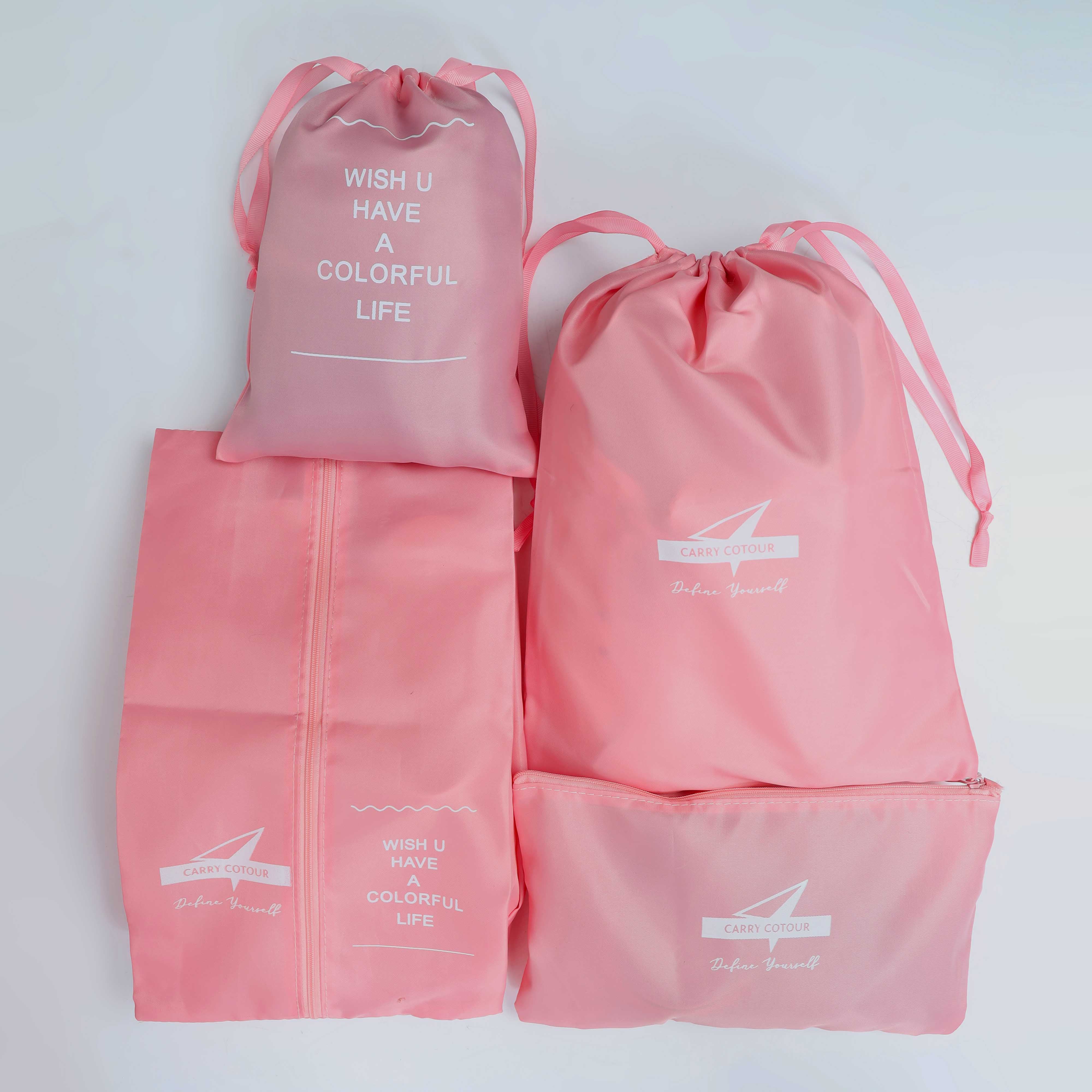 Pink Clothes Storage Bags Zipper