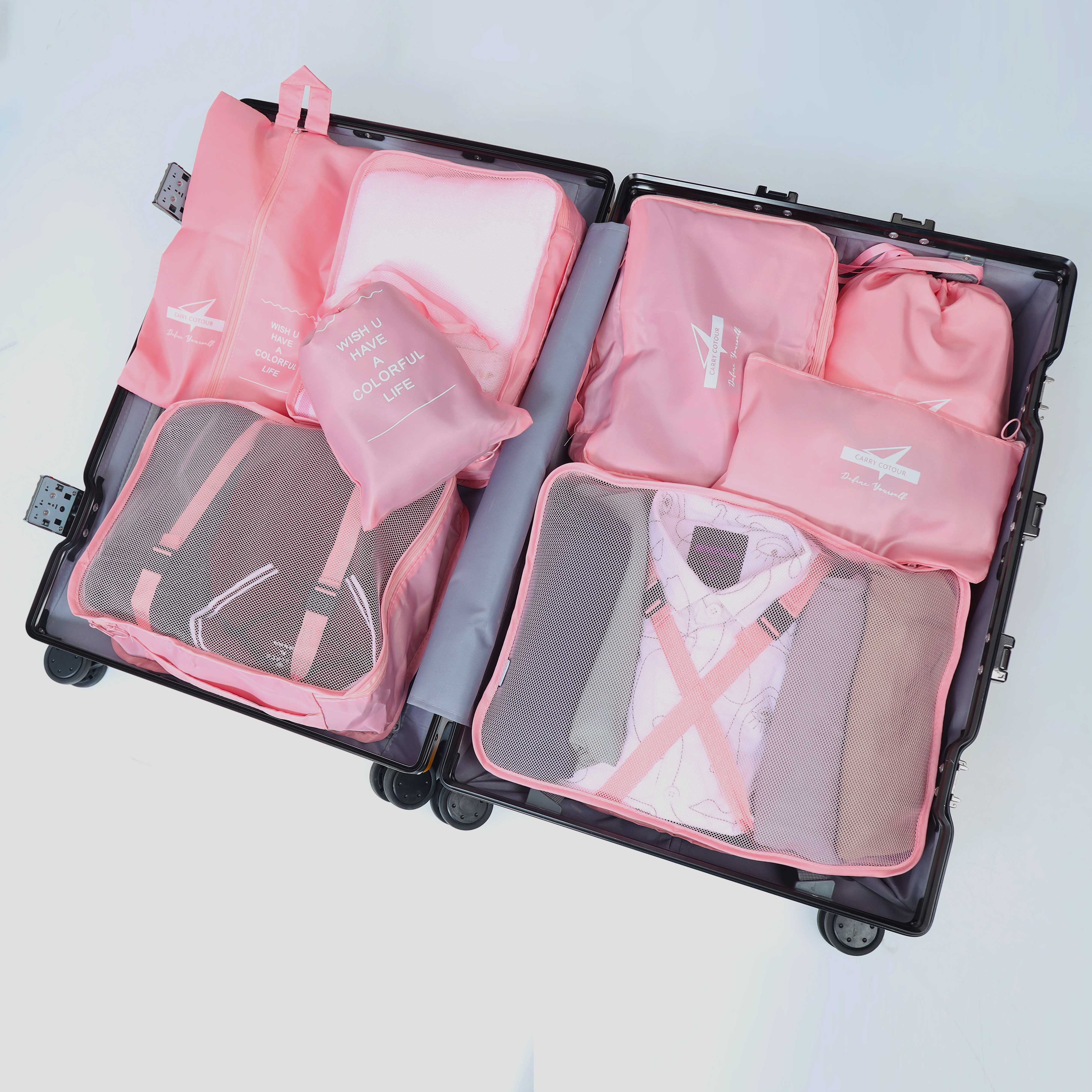 Pink Clothes Storage Bags Zipper