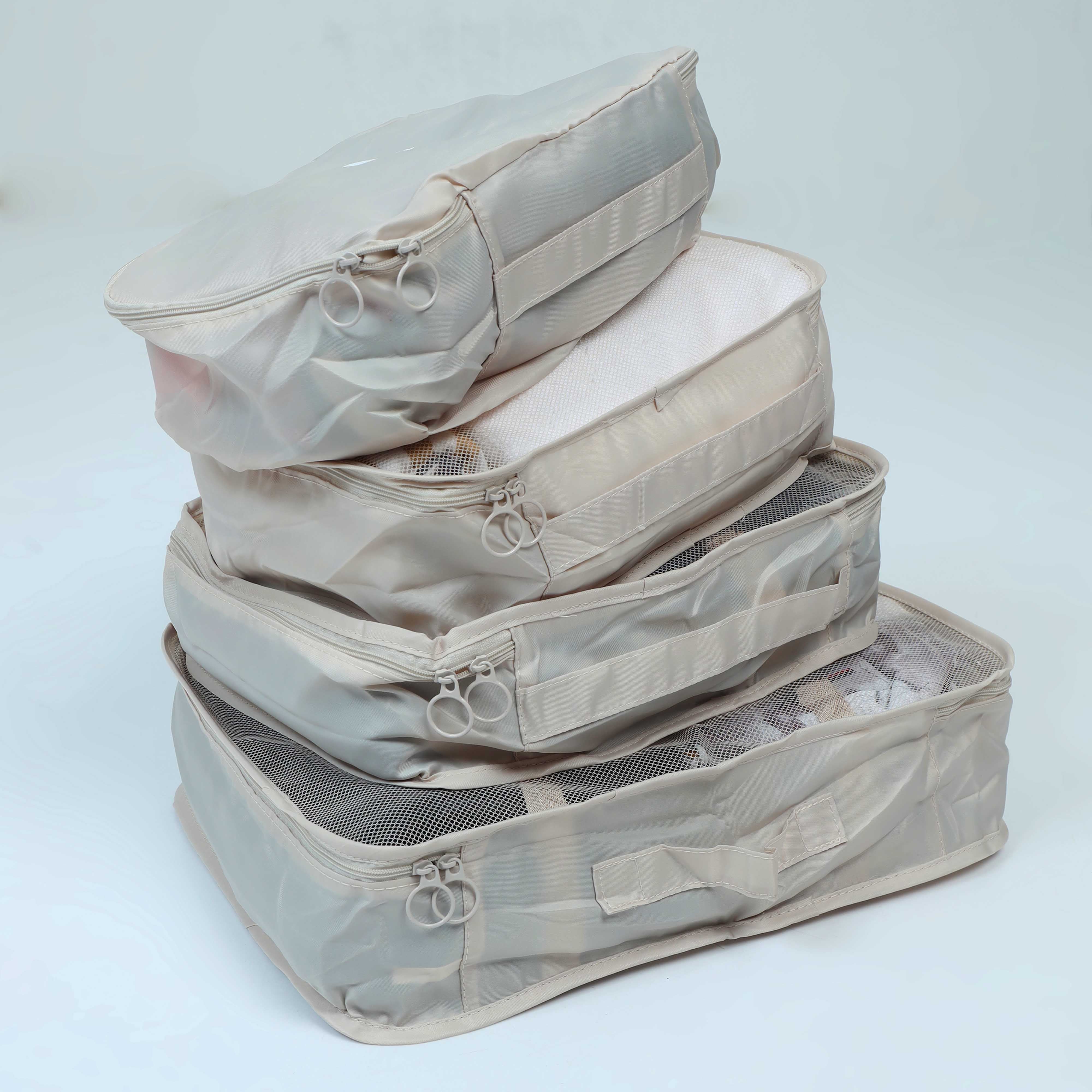 Beige zipped laundry bags