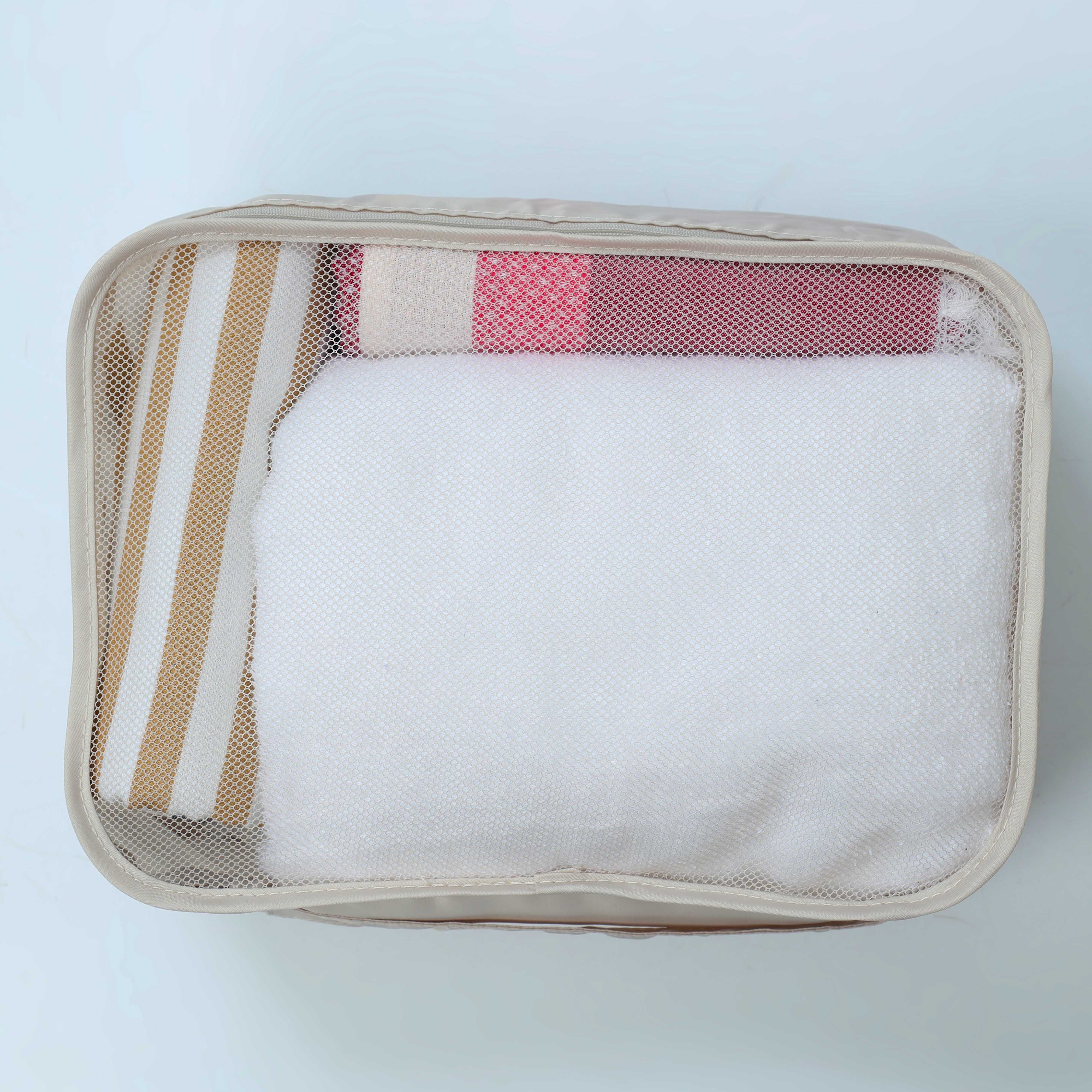 Beige zipped laundry bags