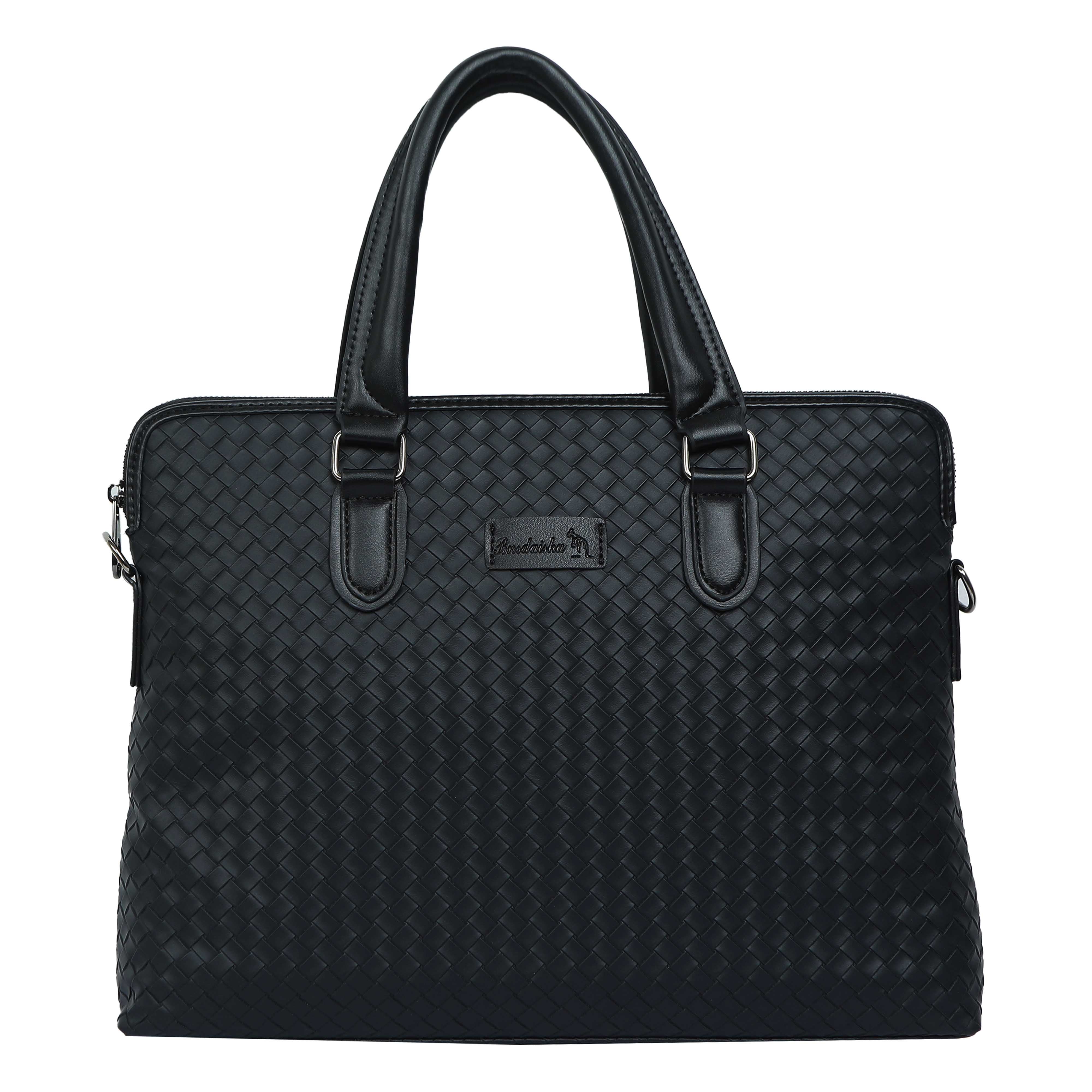 Urban Executive Black Leather Laptop Bag