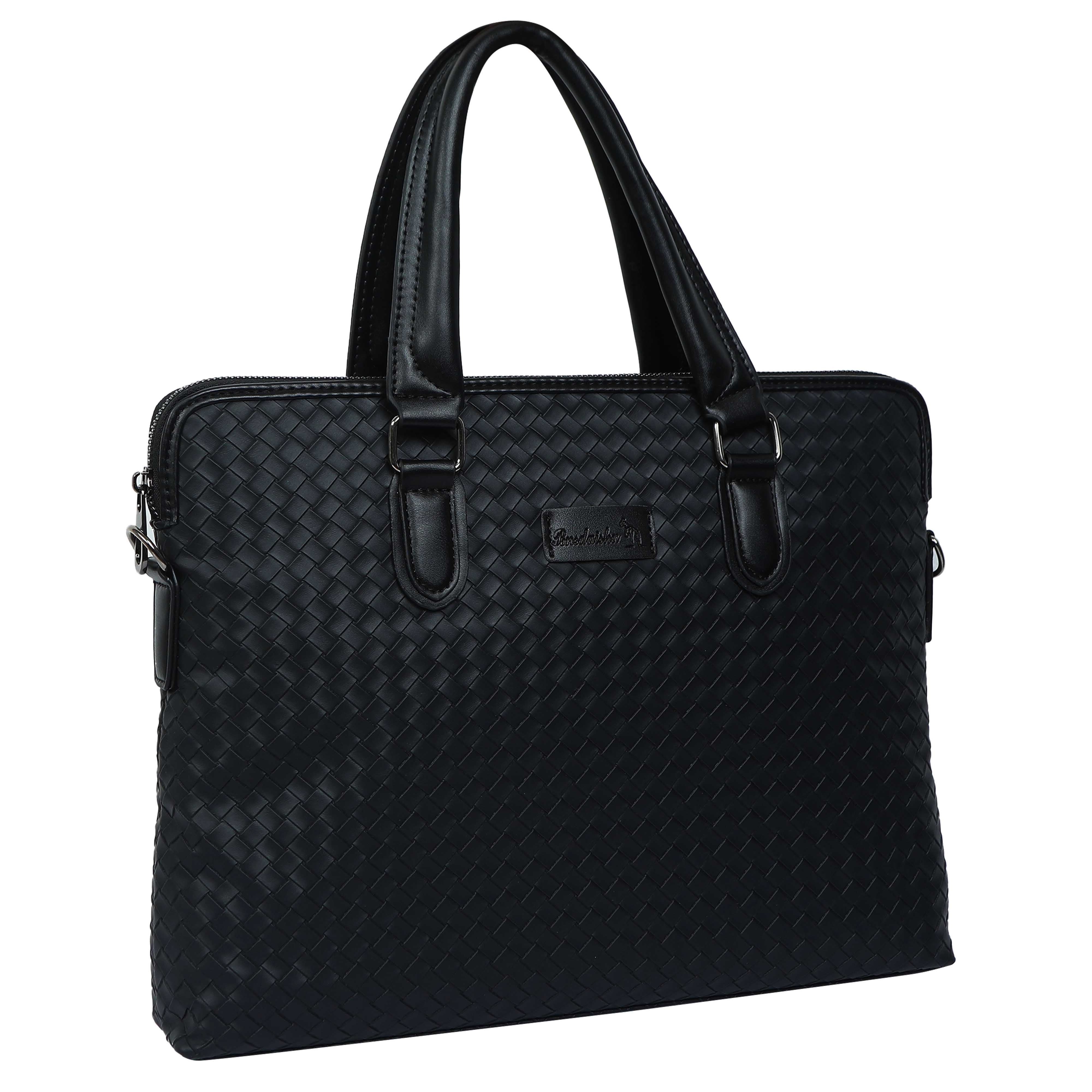 Urban Executive Black Leather Laptop Bag