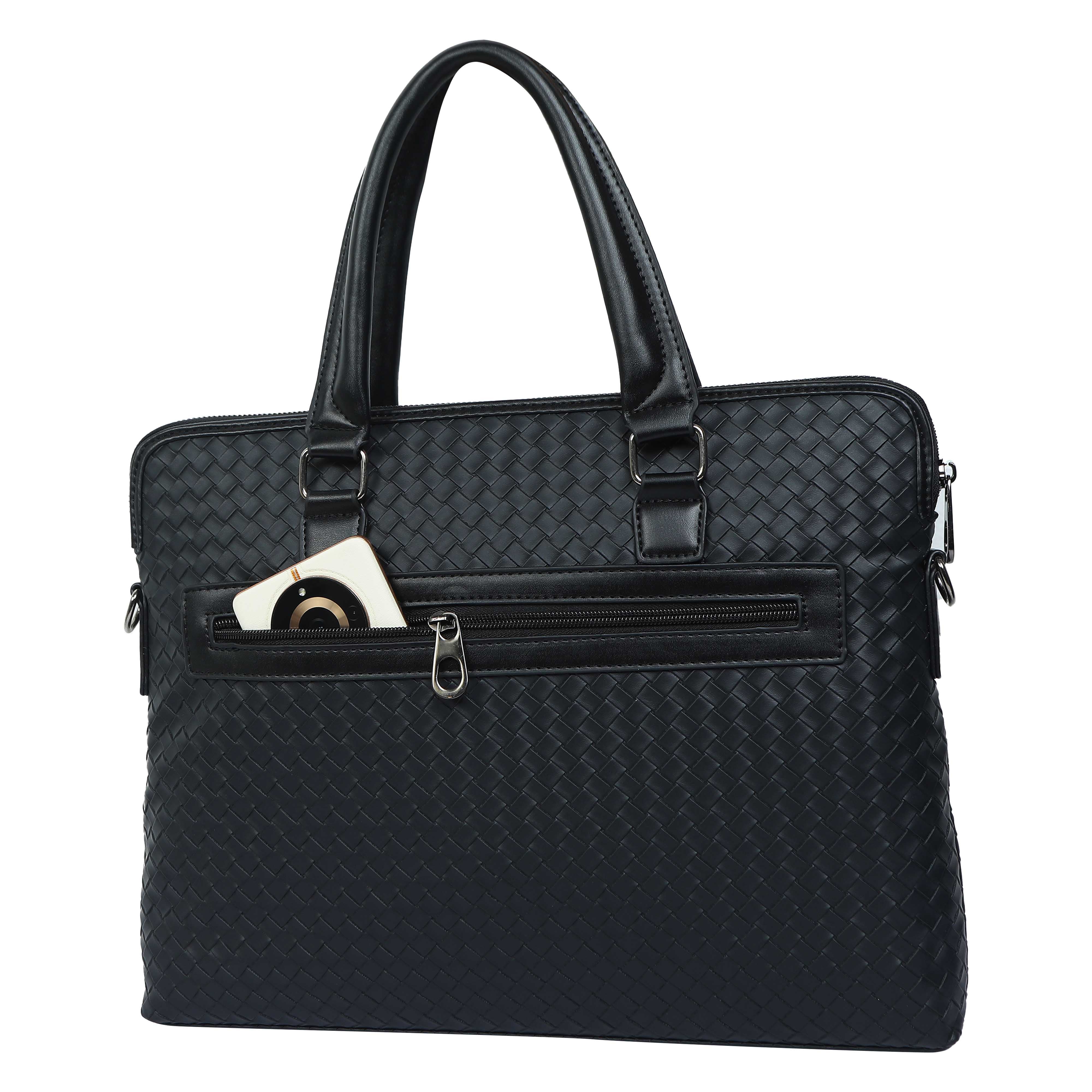 Urban Executive Black Leather Laptop Bag