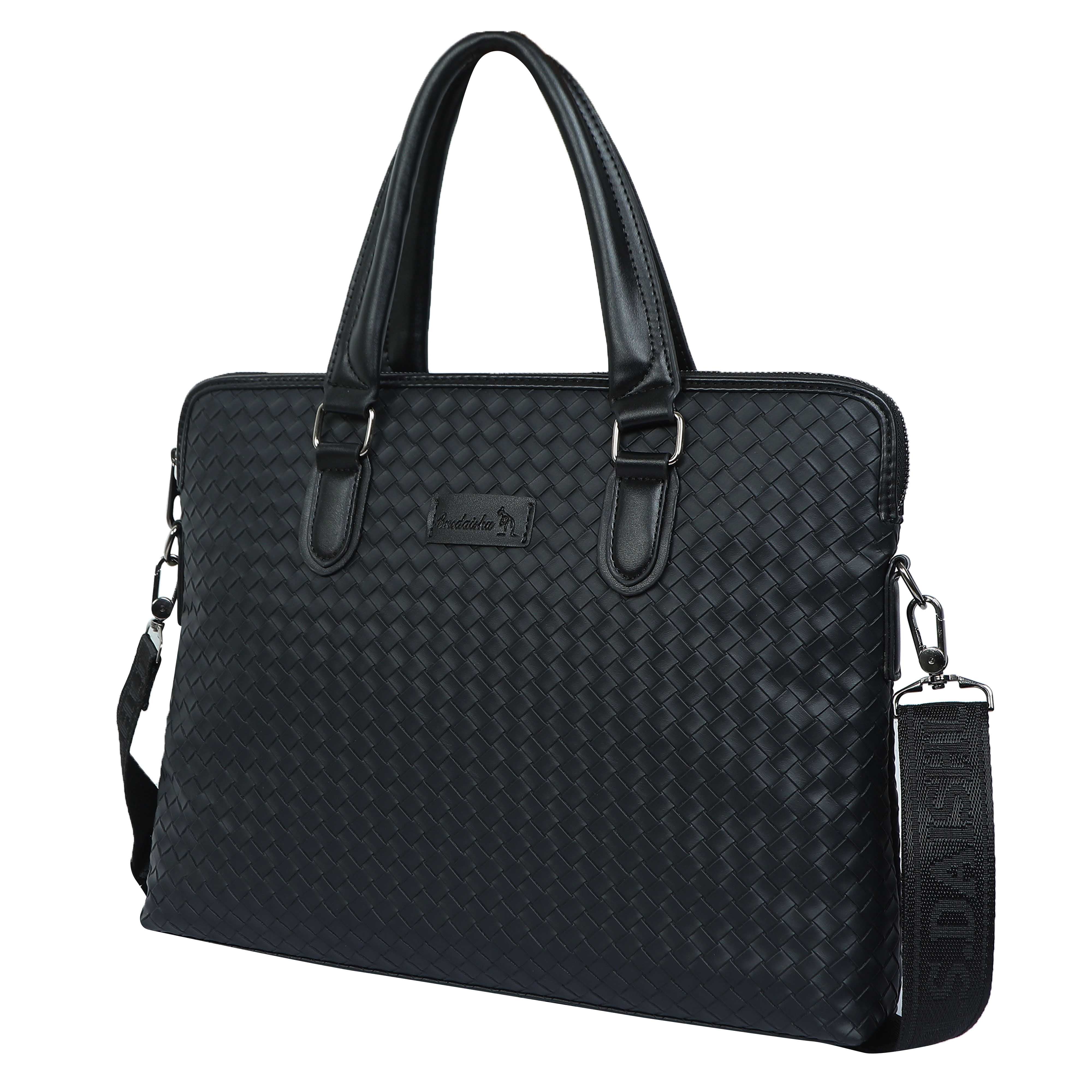 Urban Executive Black Leather Laptop Bag