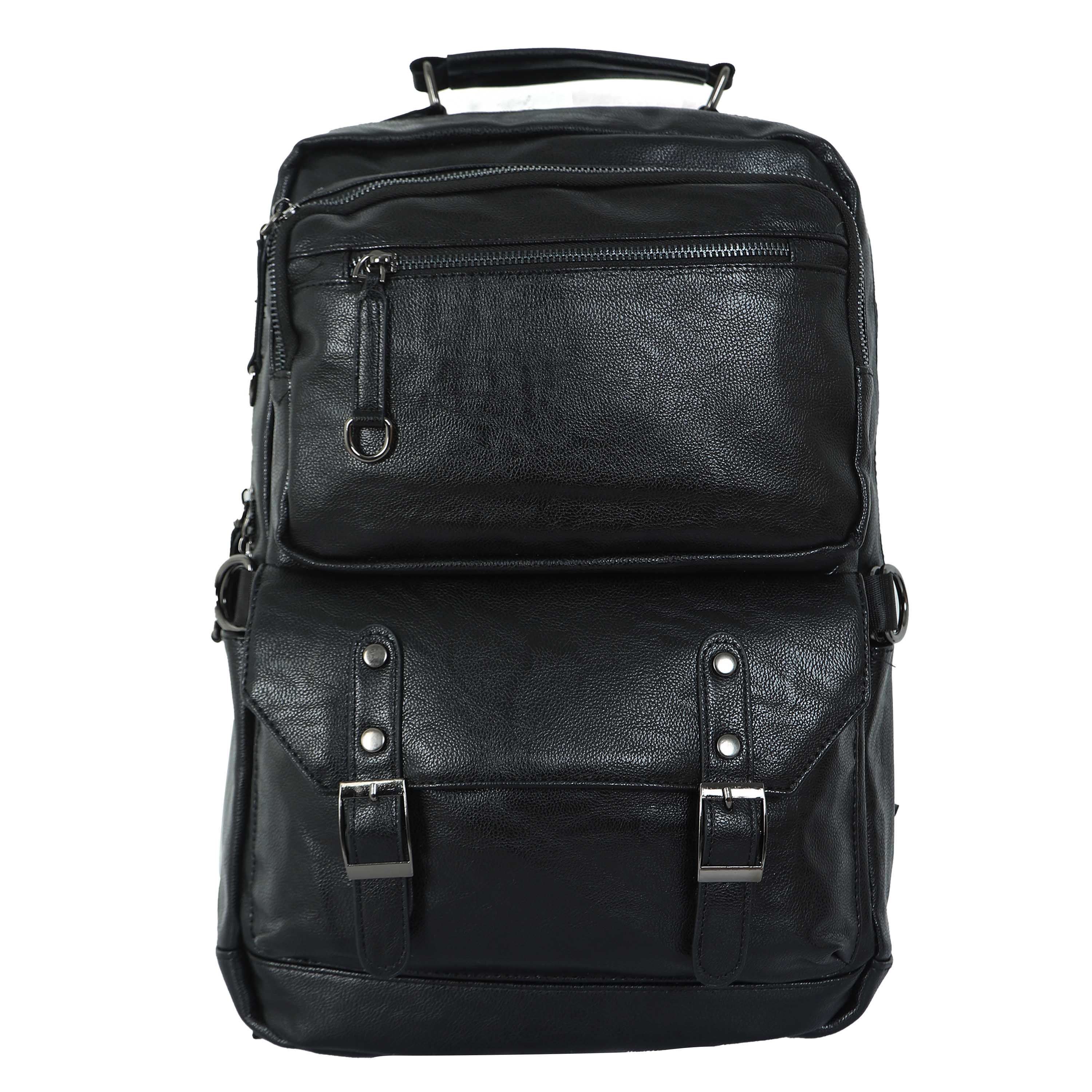 Urban Black Leather Laptop Bag