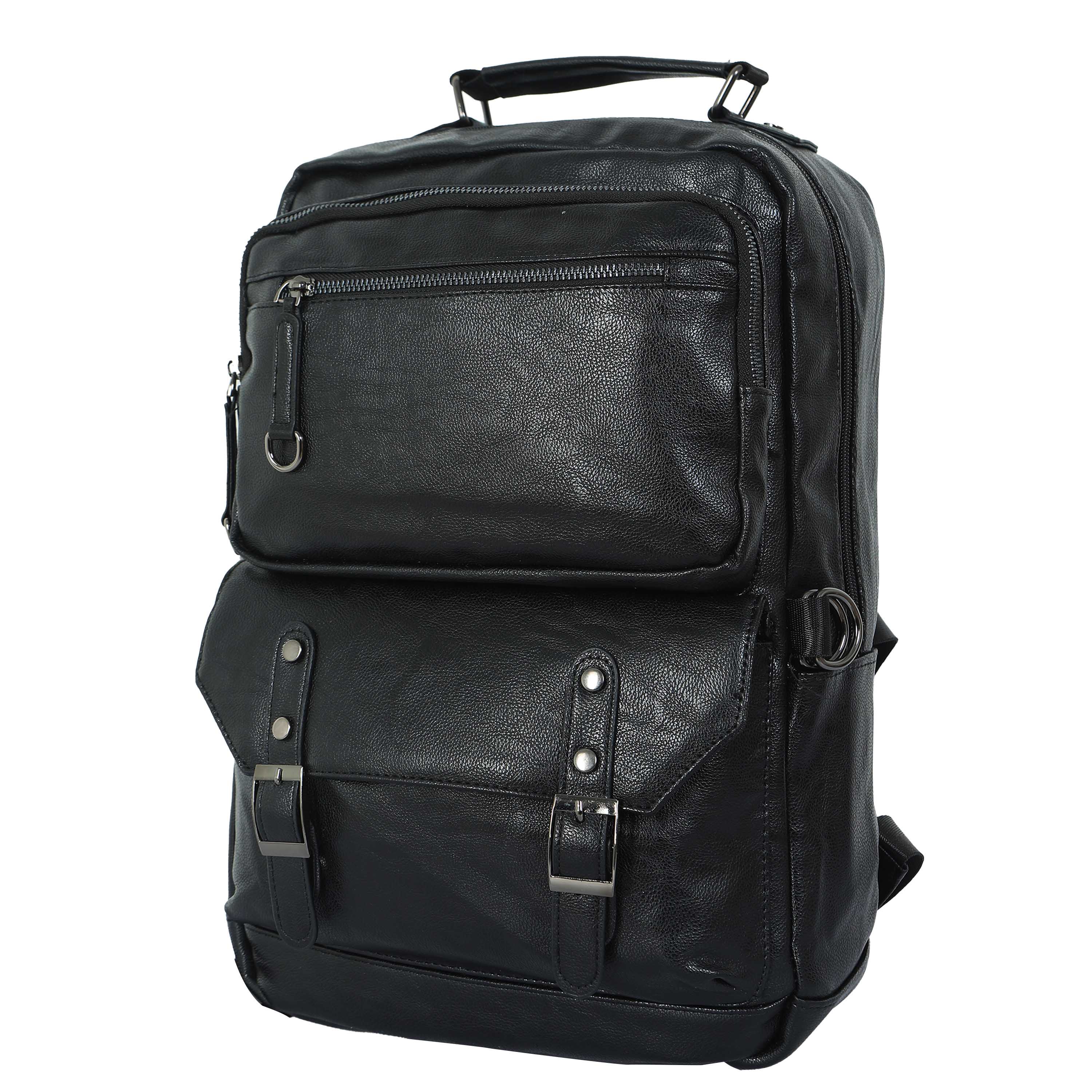 Urban Black Leather Laptop Bag