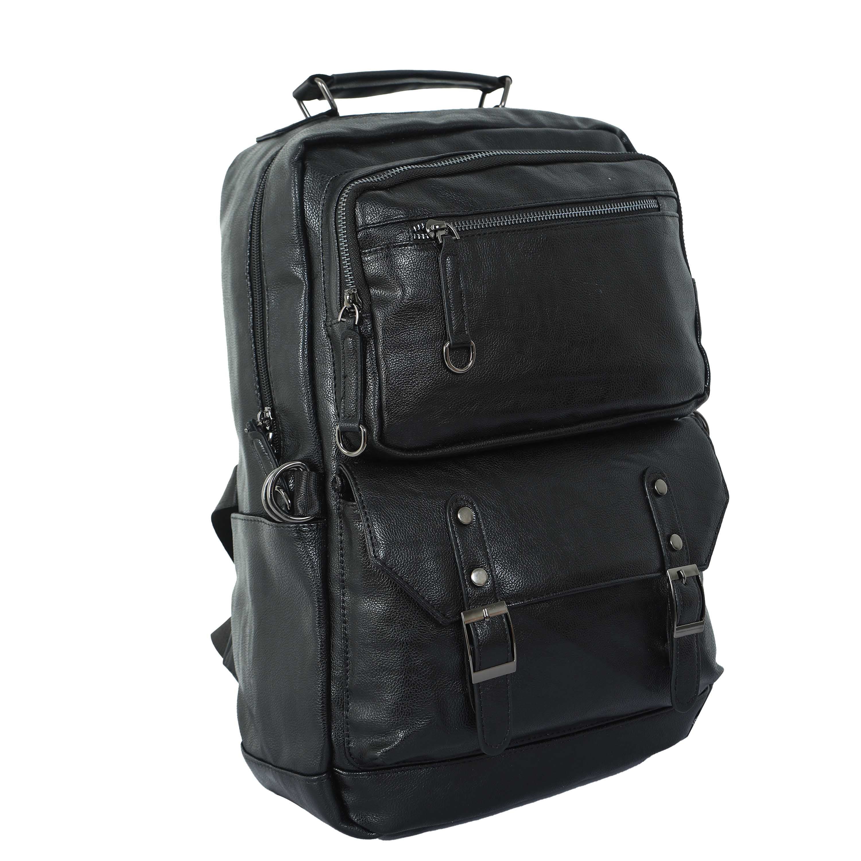 Urban Black Leather Laptop Bag